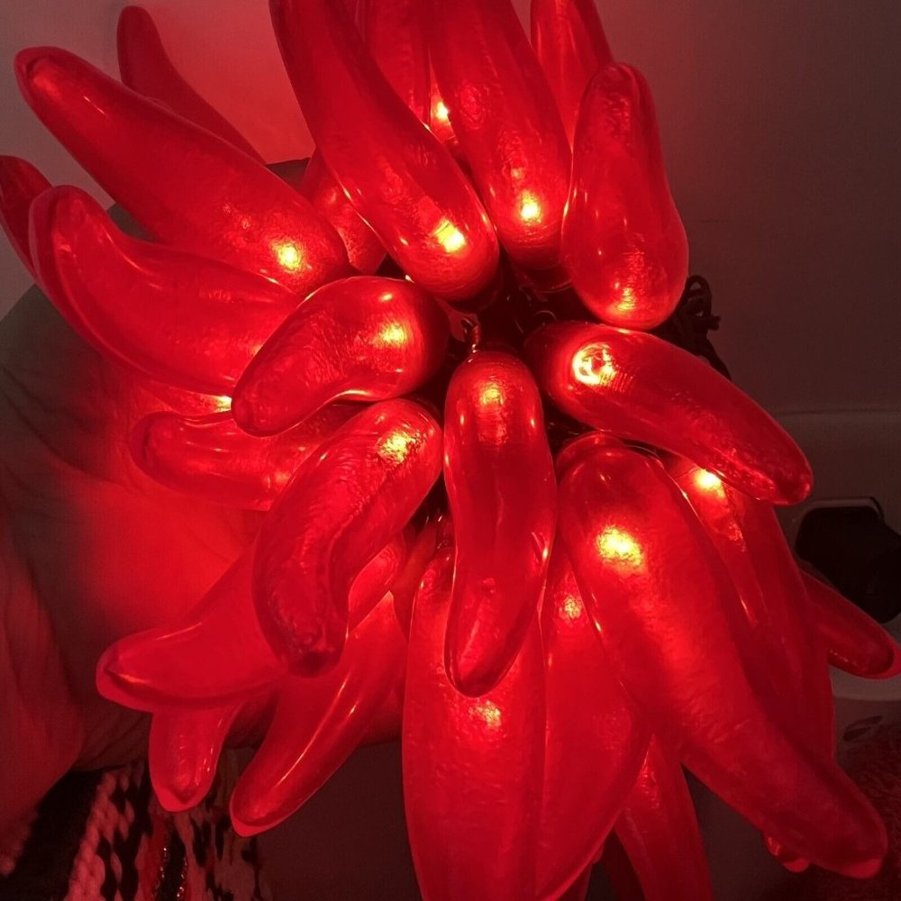36 Red Yellow Green Chili Pepper String Lights Green Wire